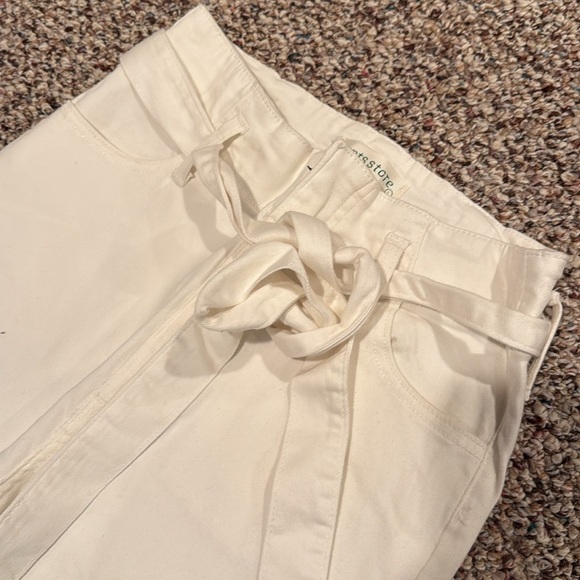 The Pants Store Cream Flared Pants with Tie Waist size Large - Picture 2 of 4